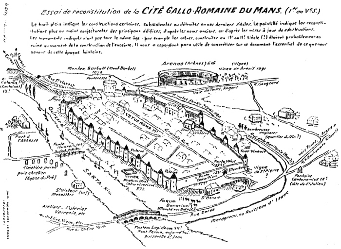 Antica rappresentazione della cittadina di Le Mans